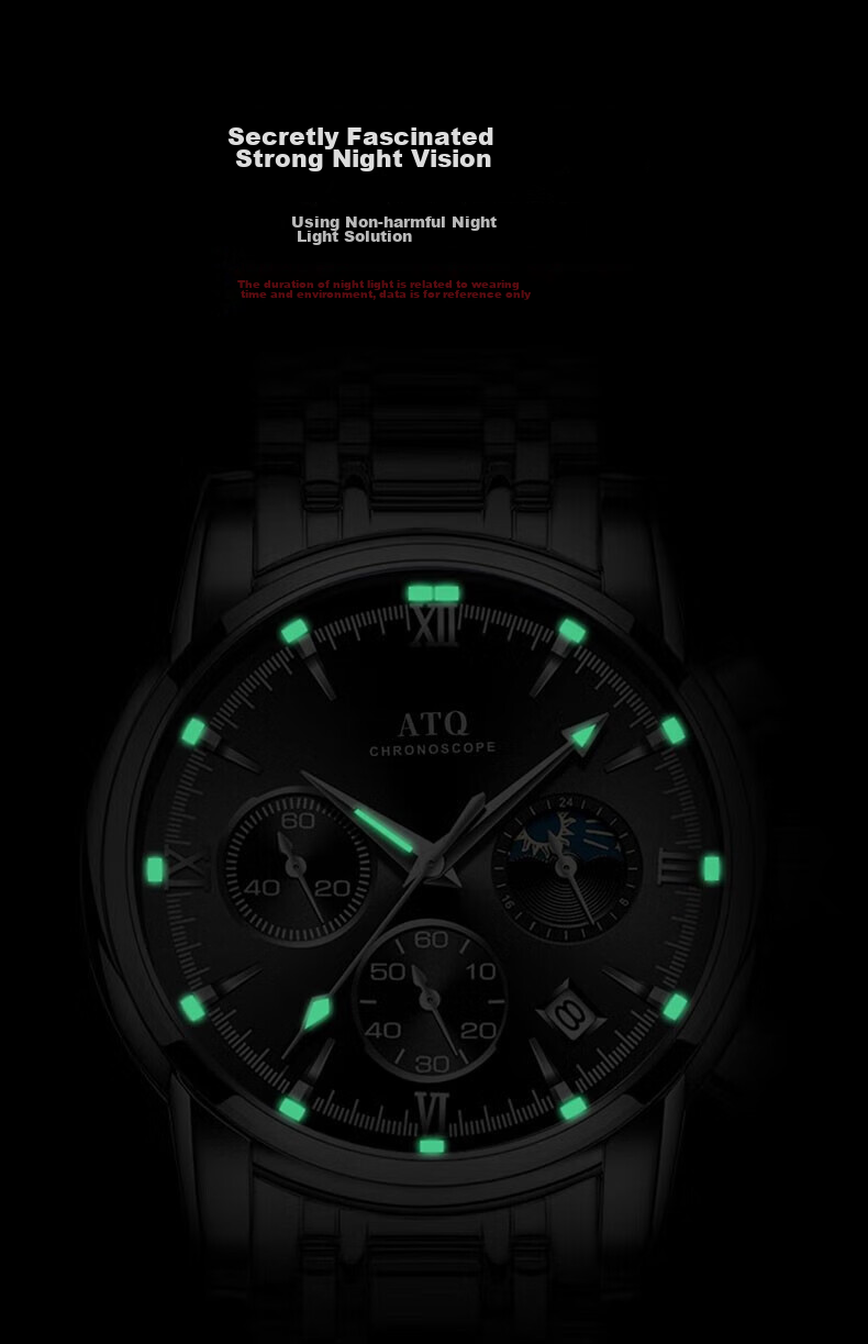 ATQ Swiss Quality Watch for Men, Business Mechanical Style with Luminous Steel Band, Light Luxury New Year Valentine's Day Gift for Boyfriend Or Husband 13