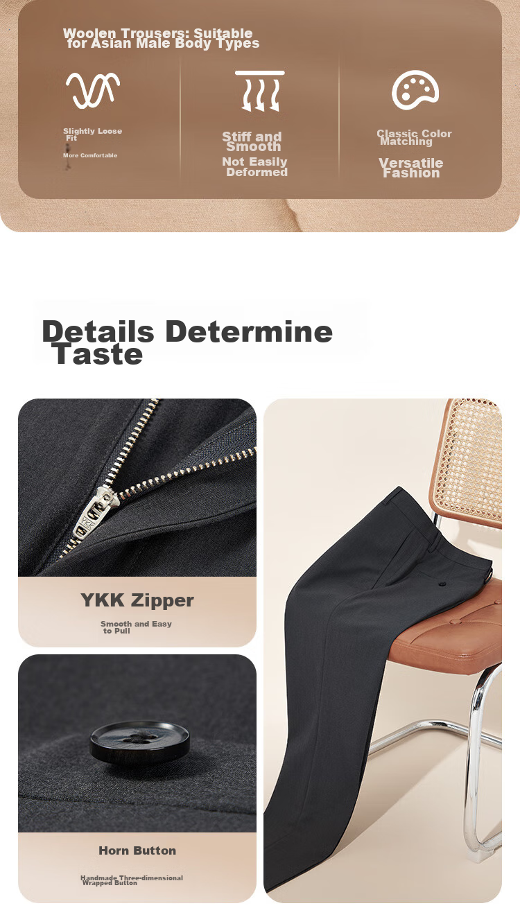 JD Original [Machine Washable Wool Dress Pants] Men's Casual Trousers Spring And Autumn Men's Pants Business Straight-Leg High-End Black Size 32 11