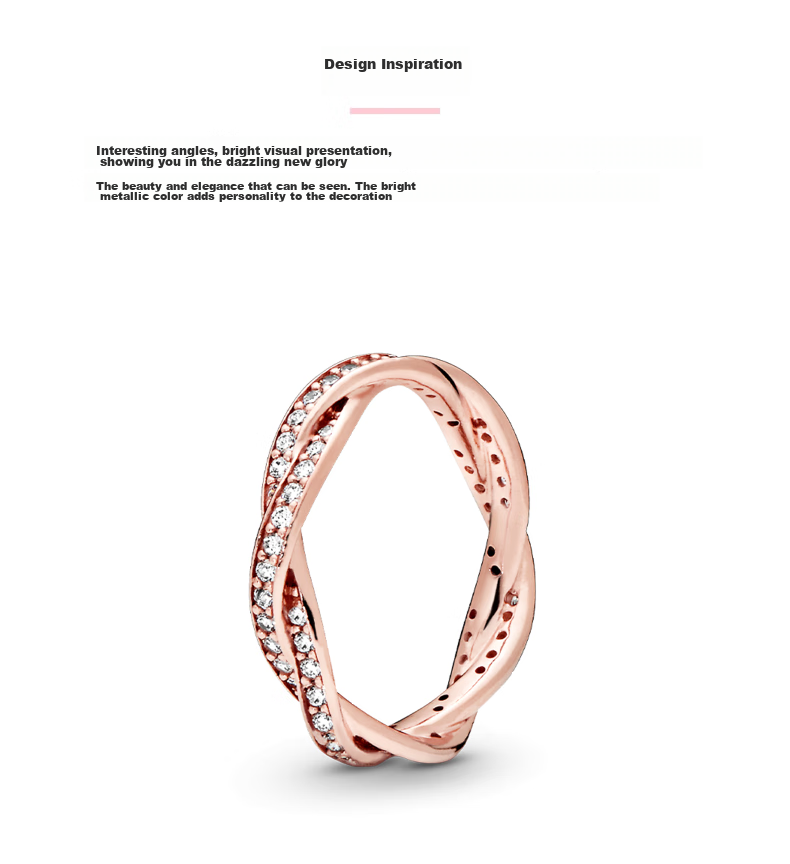 Pandora Constantine Interlocking Rings Rose Gold Solid Gold Couple Stackable Birthday Gift for Girlfriend 2