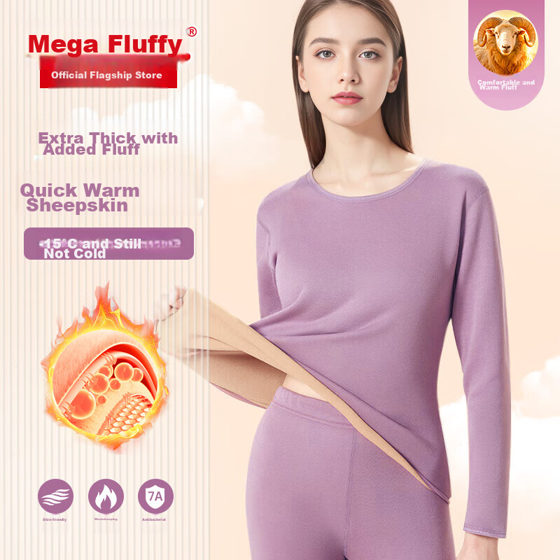 Bejirog Women's Thermal Underwear Set with Fleece Lining, Thickened Base Layer for Cold Weather, Suitable for -40°C in Northeast China, Cold-Resistant Autumn Top And Bottom