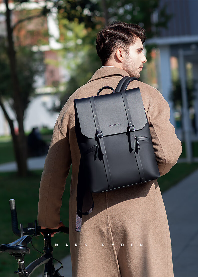 MARK RYDEN Minimalist European-Style Backpack, Large Capacity School Bag, Travel Bag, Laptop Bag, Backpack, Light Luxury MR1622 Elegant Black 4