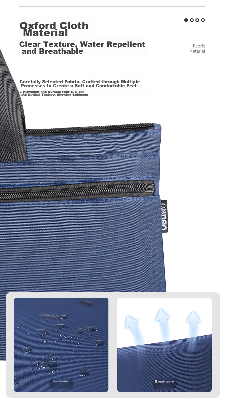 Deli Double-Layer Business Bag/document Bag/briefcase/zipper Pouch, Handbag for Men And Women, Business Meeting Bag, Portable Document Storage Bag, P05840A Black 5