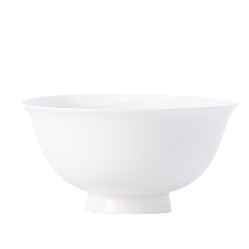 Haoya Underglaze Ceramic Tableware, Simple Style Rice Bowls And Soup Bowls, Household Pure White 5-Inch High-Foot Bowls, Set of 8