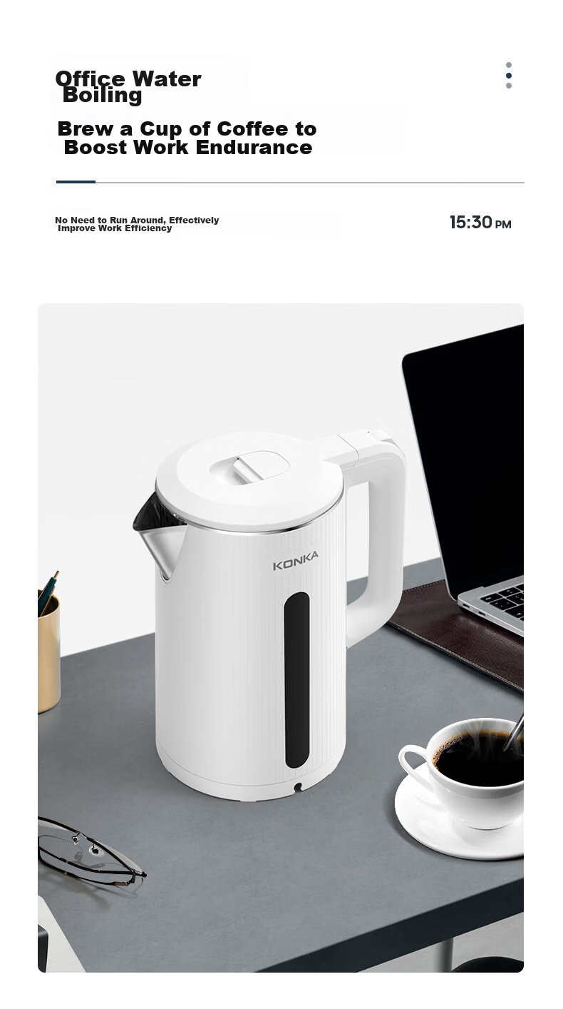 KONKA Electric Kettle, 304 Stainless Steel Double-Layer Anti-Scalding, 2.2L Large Capacity, Household Insulated Water Boiler, Hot Water Kettle, KDSH-2233 11