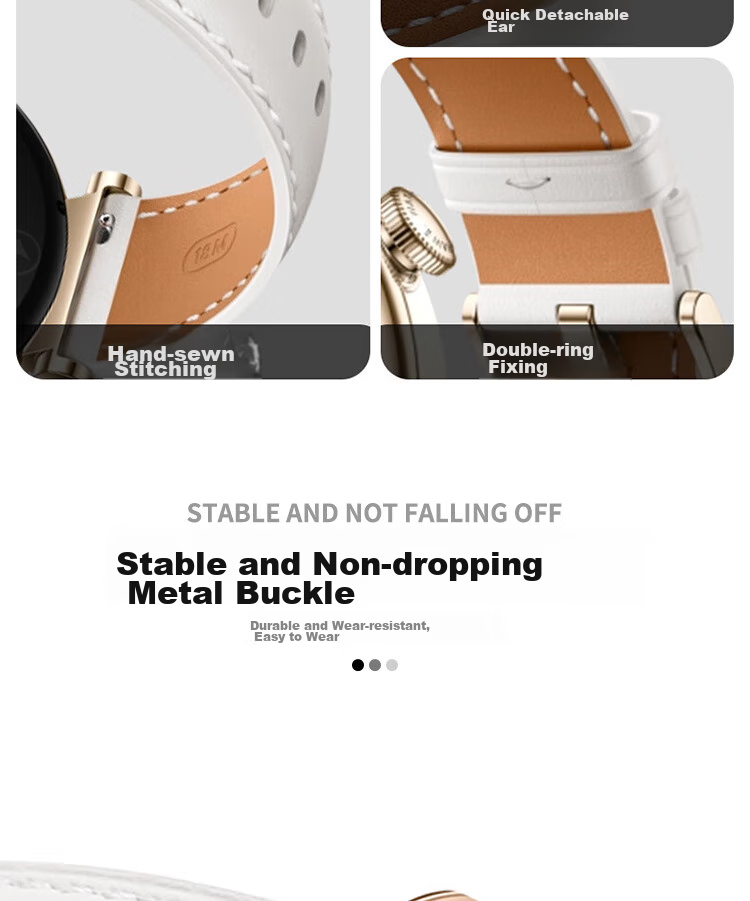 ESCASE Leather Watch Strap Compatible with Huawei Watch GT7/GT6/5Pro/5/4/Watch5, OPPO X3/X2mini Fashion Anti-Dirt 18MM [Beige] 6