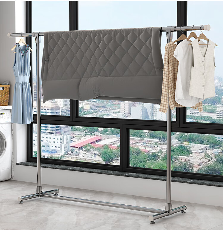 Baoyouni Clothes Drying Rack, Floor-Standing Outdoor Simple Home Balcony Bedroom Extendable Clothes Hanger, Single Pole Storage Drying Rack for Quilts 21