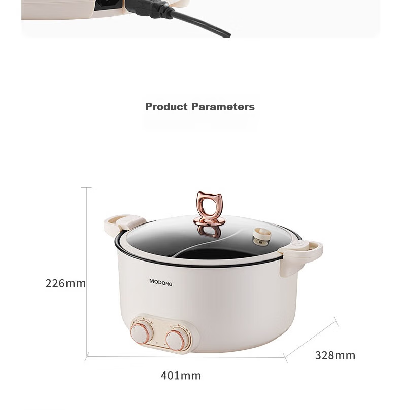 Modong [Douyin Popular Trend] Dual-Sided Electric Hot Pot Heating Pot for Home Multi-Purpose Cooking, 6L Non-Stick Pot with Independent Temperature Control for Each Side MD-HGE06 28