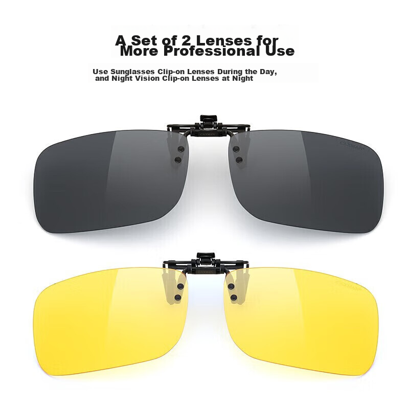 CAXMAN Clip-On Polarized Sunglasses for Nearsightedness, Anti-Glare Night Vision Driving Glasses for Men And Women, Day And Night Dual-Use Set