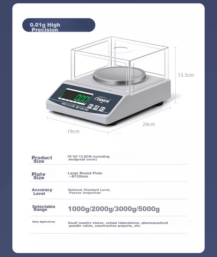 Demin High-Precision Electronic Balance Scale for Gold Jewelry, Chinese Herbal Medicine, Laboratory Analysis, 3kg Capacity, 0.01g Precisio 16