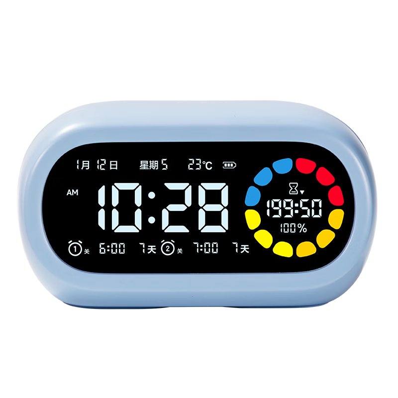 Deli Color Screen Visual Timer Smart Alarm Clock for Middle And High School Students, Self-Discipline Tool, Time Management Device, Timer with 4-Color Zones, Back-To Stationery, Birthday Gift