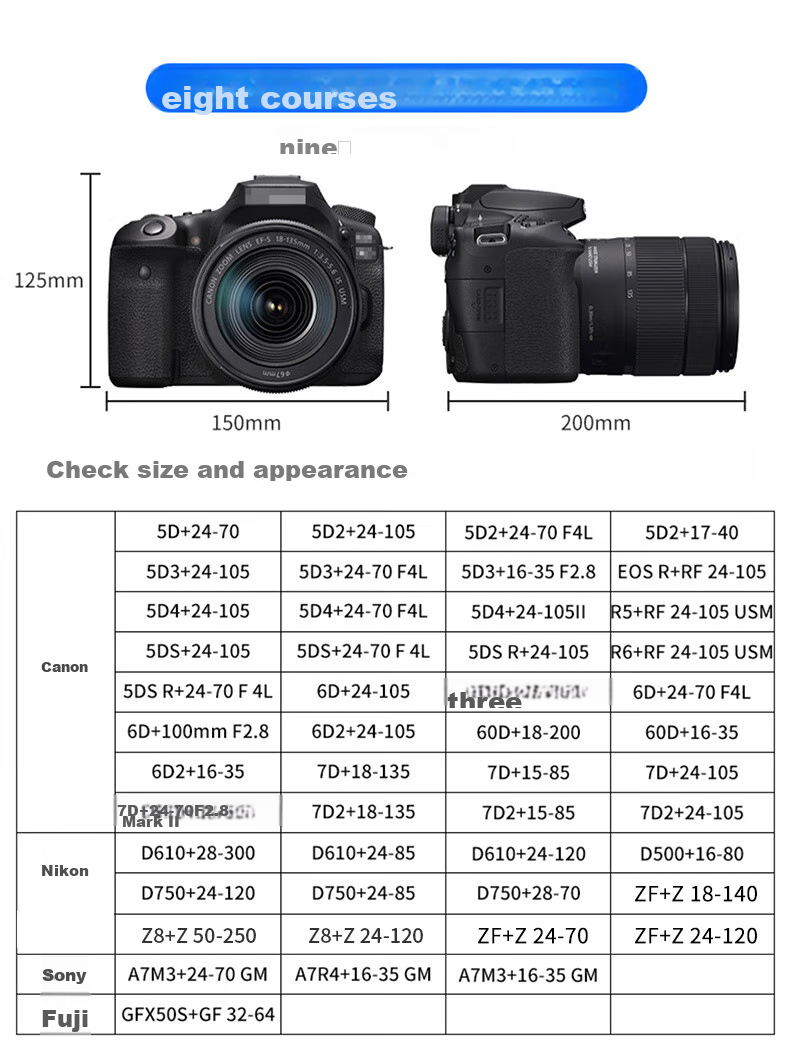 JJC Compatible with Canon EOS 200D II Camera Bag Inner Liner for Sony A7m5/m4 A7r3 Nikon Z62 Z72 Fuji DSLR Mirrorless Cameras (Random Old Or New Version Shipped) 7