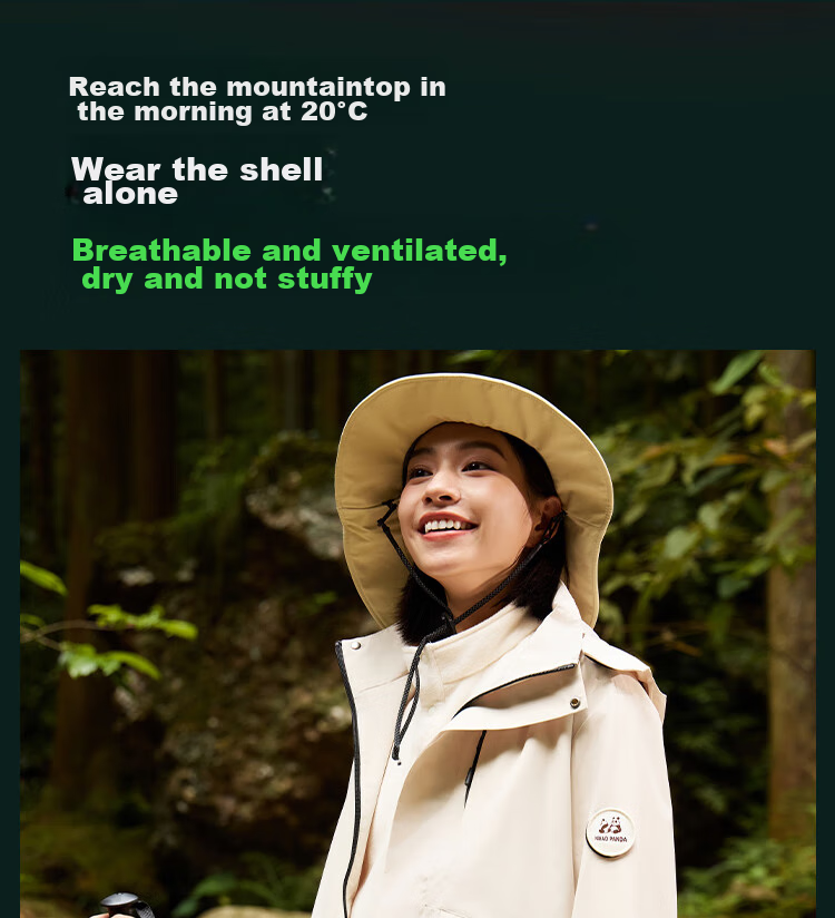 Xiongmaoxiangban Women's Three-In Detachable Wool Inner Layer Jacket for Spring, Autumn And Winter, New Style Petite Black Windproof Coat 9