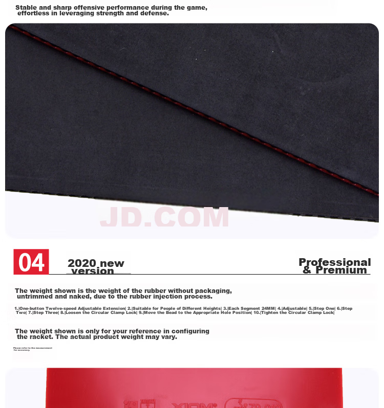 XIOM Table Tennis Rubber, Anti-Slip Rubber, Silver V Vega Pro 79-012, Black MAX 8