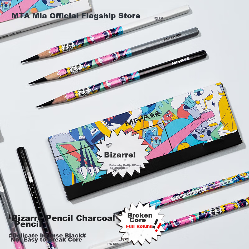MIYA Colorful Gothic Hexagonal Sketching Pencils, Set of 8, Drawing Pencils for Art Students, Soft to Medium-Hard Charcoal Pencils for Art Sketching And Outdoor Painting