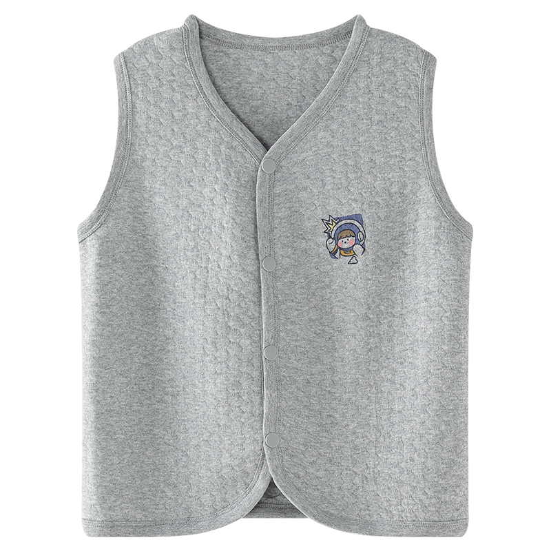 Hodo Children's Vest School Uniform Essential Three-Layer Warm Air Layer Vest Autumn Winter Thickened Top B5105 Flax Gray 130