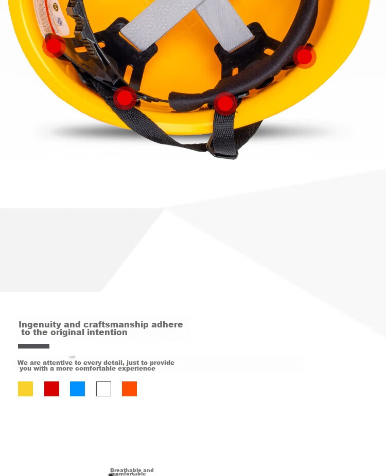 Dunshou Safety Helmet, Industrial Hard Hat, Impact-Resistant And Breathable, Round Yellow 5