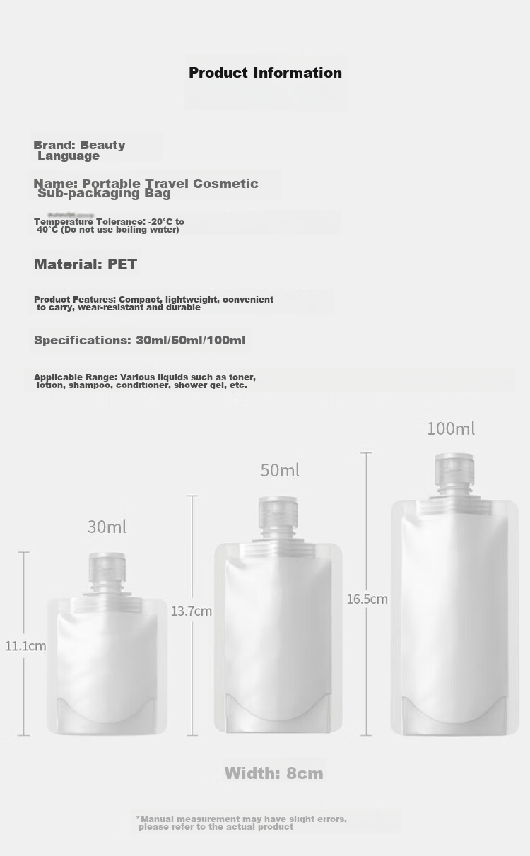 Meifuyu Portable Travel Cosmetic Disposable Dispensing Bags (Set of 6), Business Trip Liquid Storage And Dispensing Bottles MF8563 3