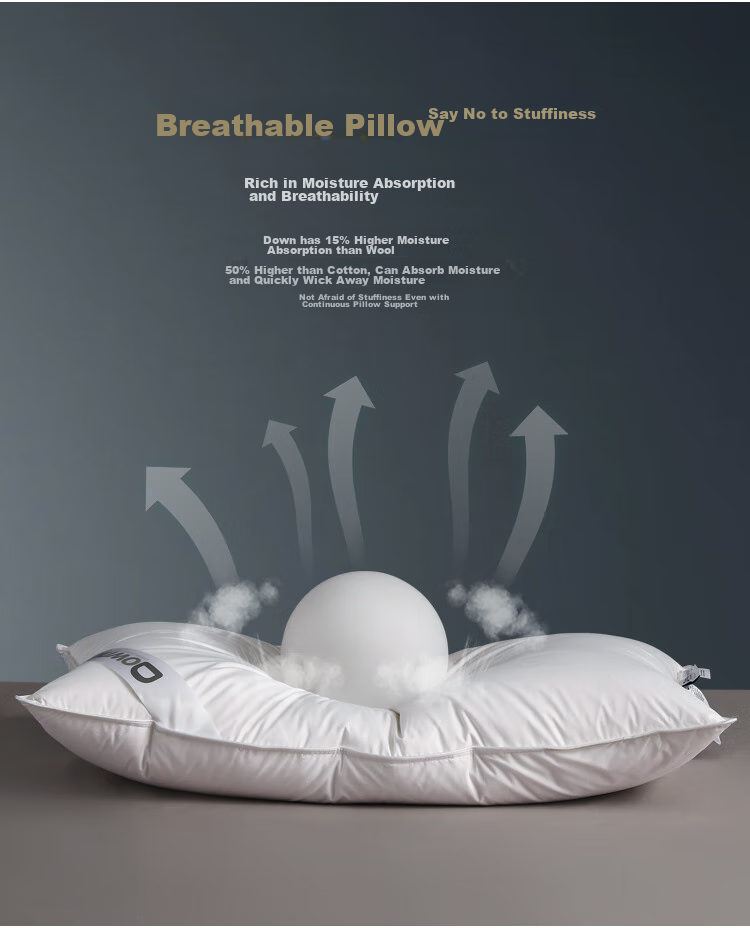 Downia Pillow, Five-Star Hotel Down Pillow, Side Sleeping Cervical Pillow, 95% White Duck down Composite Pillow, 74*48CM 6