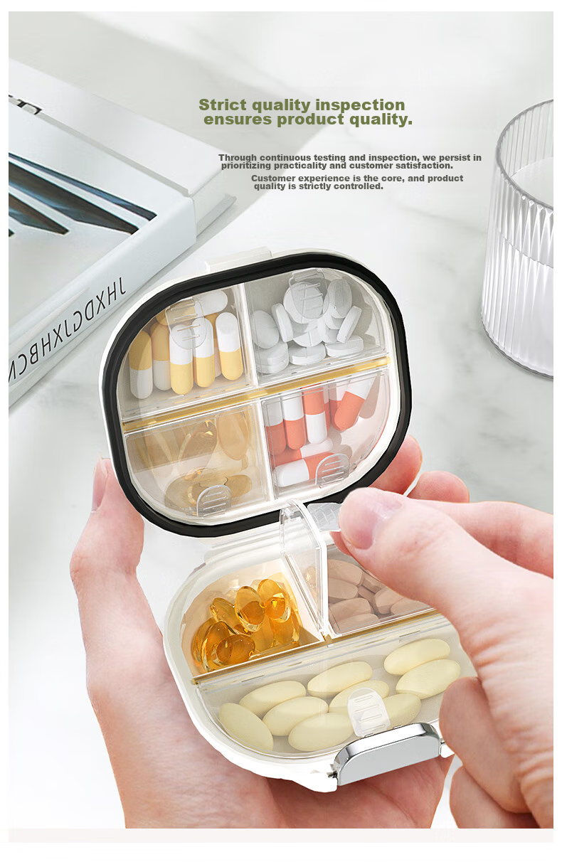 Baicaoyuan Portable Pill Organizer, Weekly Dosing Box, Seven-Day Travel Pill Dispenser, Personal Medicine Container, Sealed Moisture-Proof Large Capacity 10