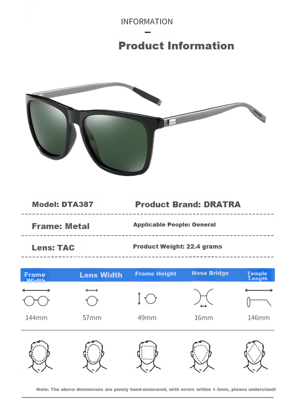 DRATRA Polarized Sunglasses Summer Unisex Square Sports Sun Glasses UV Protection Driving Glasses 1