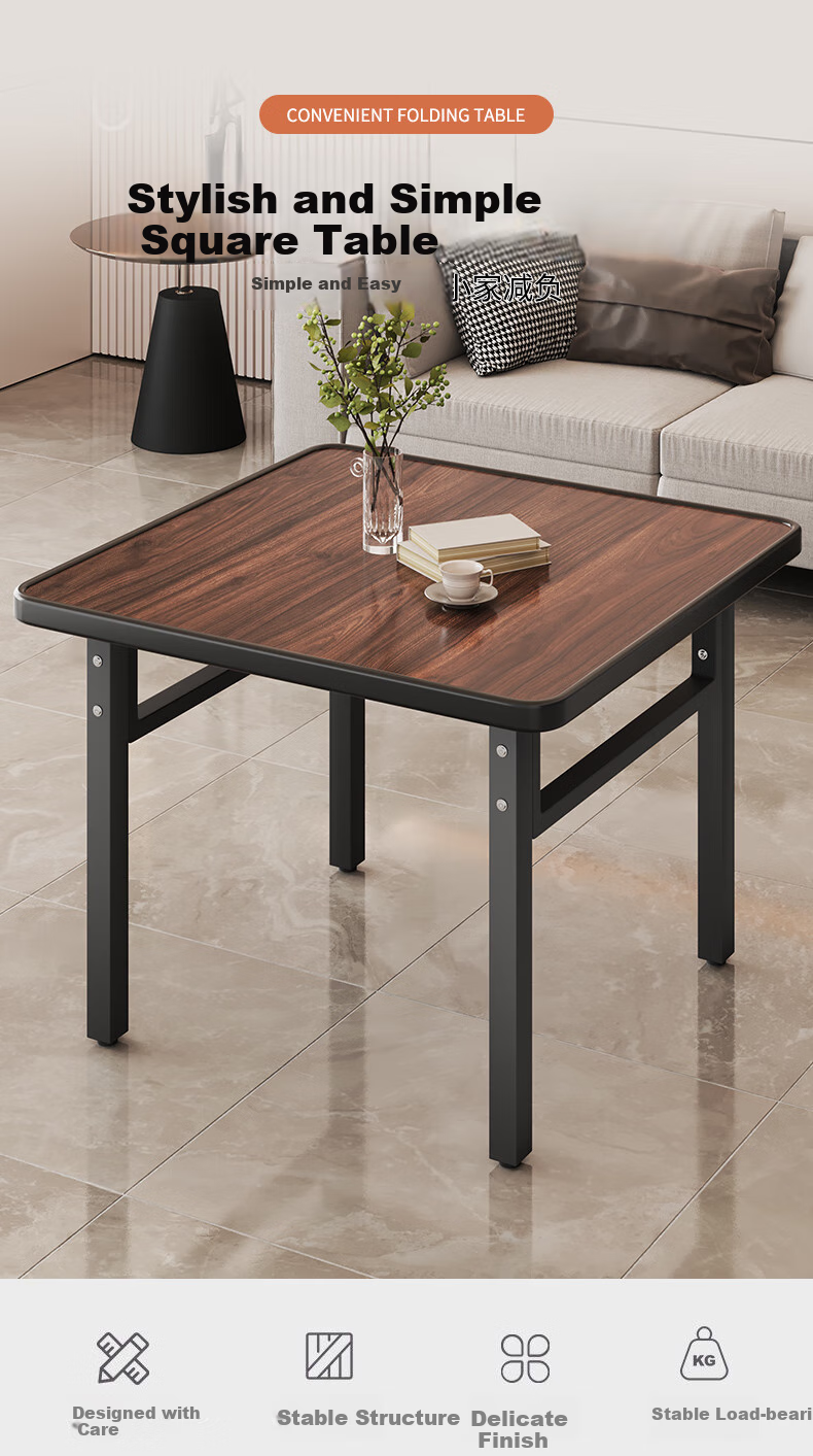 Zhuobo Dining Table, Home Dining Table, Side Table, Tea Table, Desk, Guandan Table, Study Table, Square Table, BZP6, Walnut Color, 60cm Wide 1