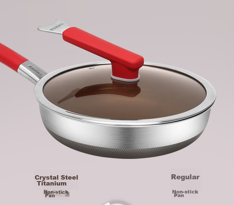 OLOFE Non-Coated Titanium Frying Pan, Titanium Flat Bottom Pan, Yin Zun Third Generation Non-Coated Baby Food Small Frying Pan, 28cm 10