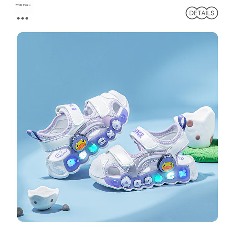 B.Duck Children's Sandals, Cartoon Fashionable Shoes for Boys And Girls, Summer Closed-Toe Beach Sandals, 5006 White And Blue, Size 30 21