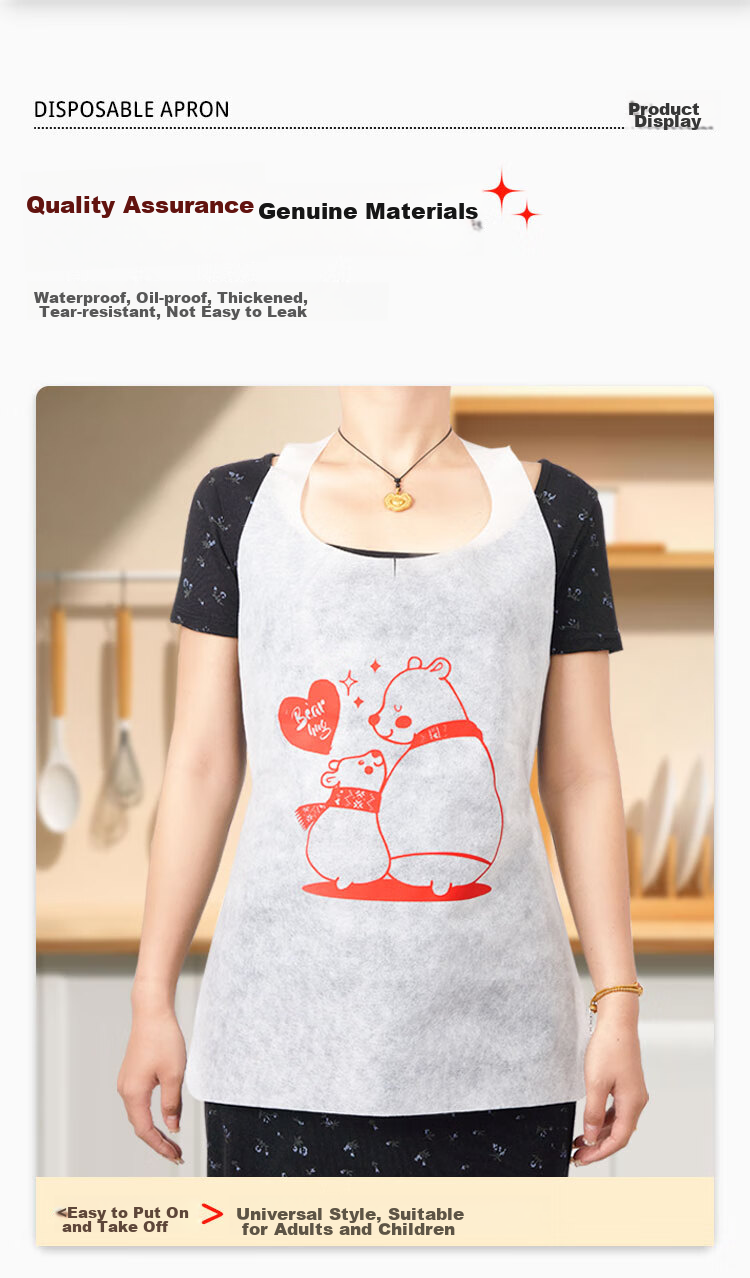 LANZIRAN Disposable Non-Woven Apron for Children And Adults, Hot Pot Oil-Proof Waterproof Bib, Pack of 30 10