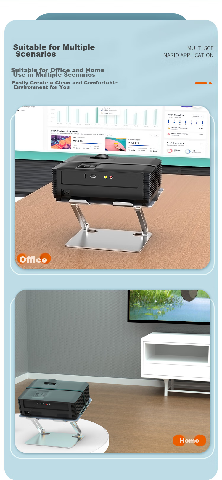 HAILE Projector Stand, Desktop Rotating, Home Bedside Suitable for XGIMI, Jmgo, Dangbei, Xiaomi And Other Projectors with Strap AY-7 3