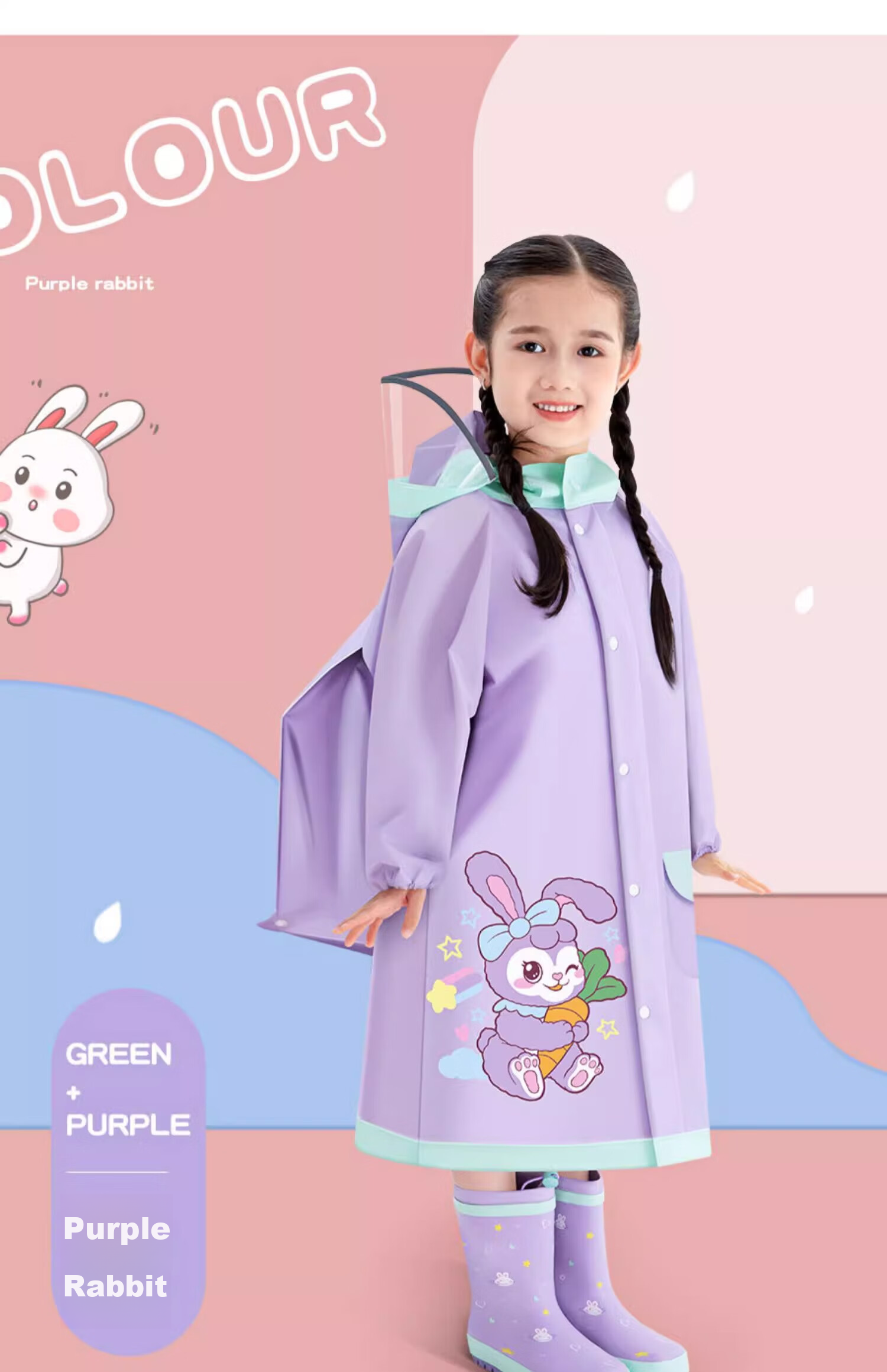KEYRU Children's Raincoat And Poncho for Boys And Girls, School-Specific, for Kindergarten And Elementary Students, Full-Body Protection against Heavy Rain, Integrated Design with Backpack Space 18