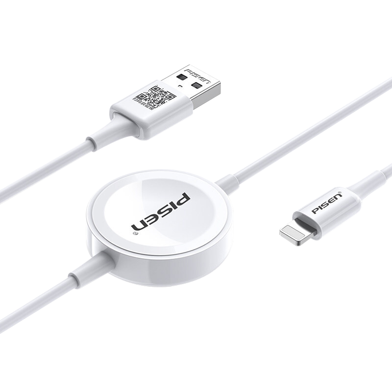 Pisen Apple Watch S12 Charger, Magnetic Charging Compatible with IWatch S11/10/9/8/7/6/5/4/SE/Ultra4/3, Apple 14 Phone Charging Cable