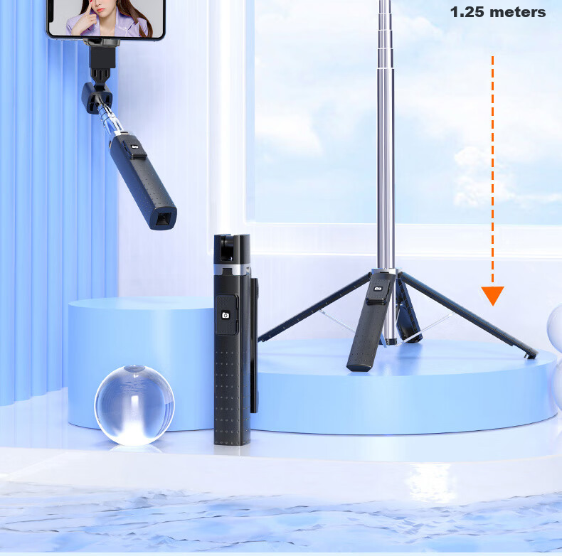 Bkayp Mini Selfie Stick Handheld Bluetooth Photography Gadget Portable Bluetooth Remote Control Desktop Handheld Vlog TikTok Outdoor Suitable for Android And Apple [No Light] 2