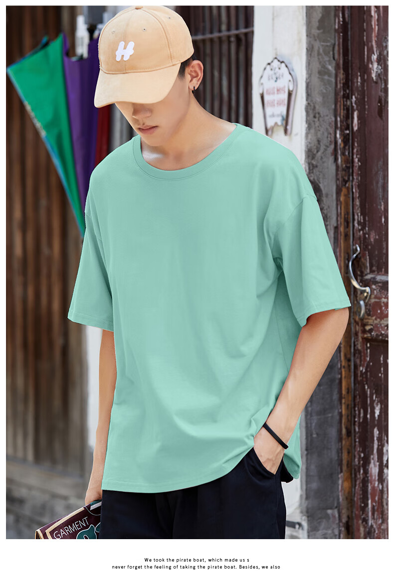 Warrior Ice Silk Sun Protection Men's T-Shirt, Summer Short Sleeve Loose Cool National Trend Five-Quarter Sleeve Youth Sports Quick-Dry Tee C 8