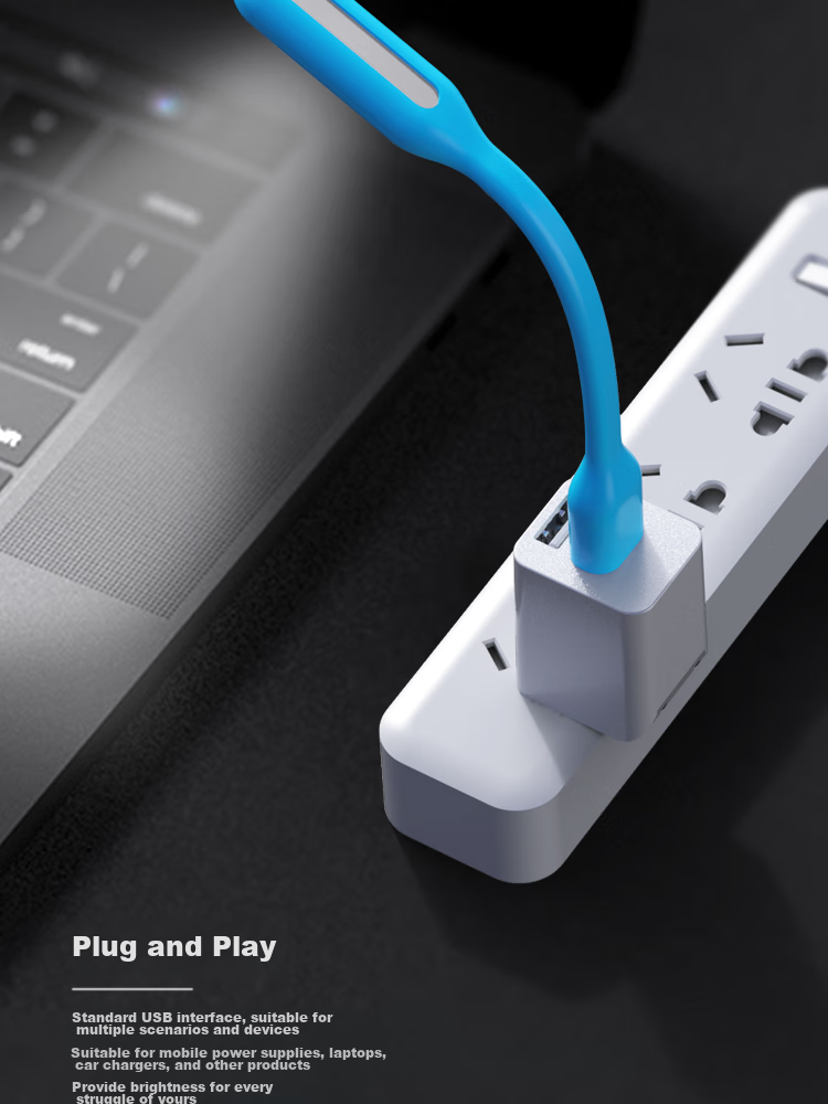 ESCASE [1 Pack] LED Portable Light, USB Flashlight, Laptop Light, Keyboard Light, Mini Portable Night Light, Power Bank for Student Dormitory, Outdoor Mobile Energy-Saving Blue Light 4