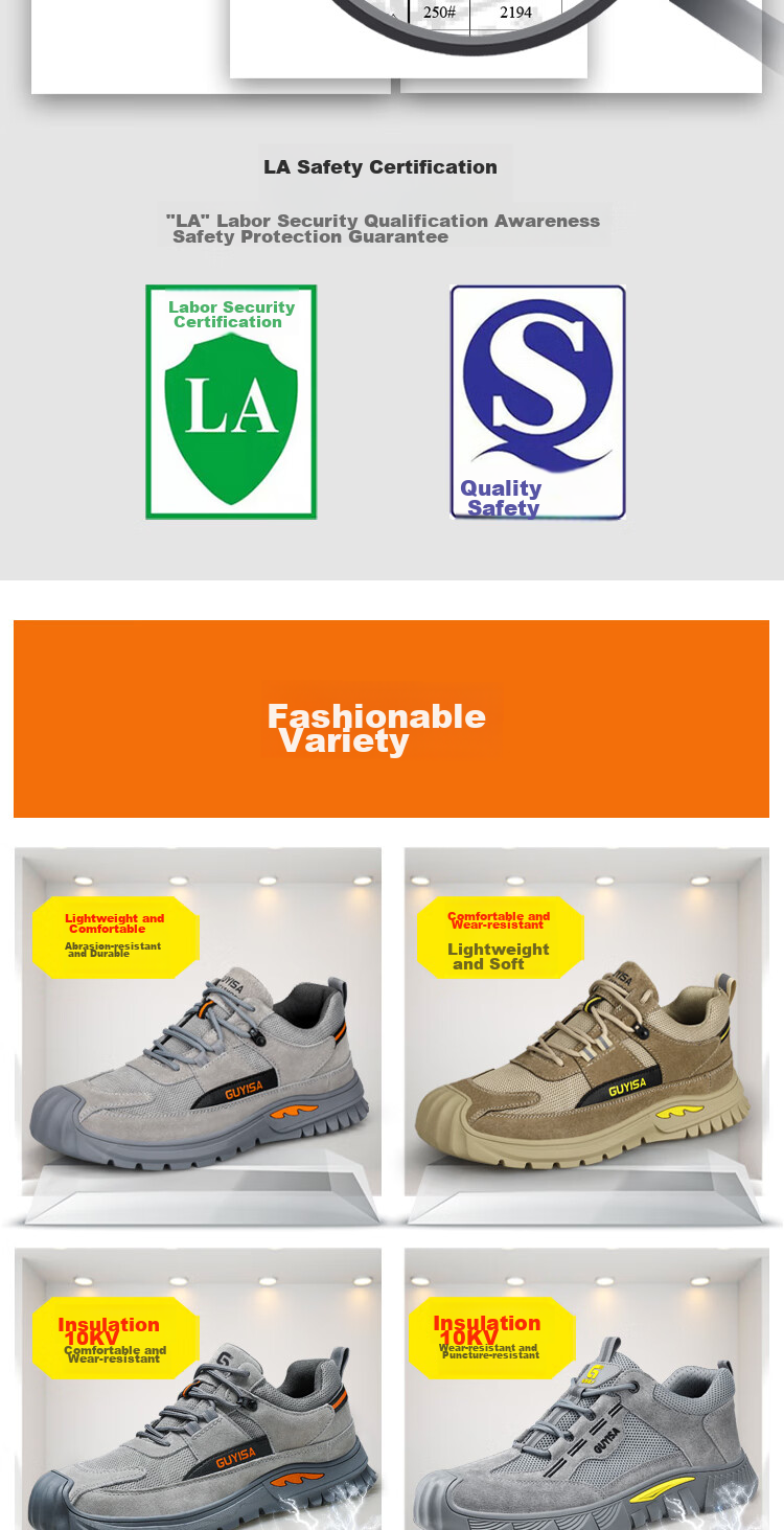 Weierdun Safety Shoes for Men, Summer Breathable Steel Toe Cap, Anti-Smashing, Puncture-Resistant, Wear-Resistant Construction Site Work Safety Shoes 0255T Size 43 13