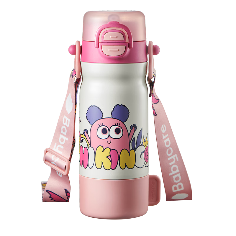 Babycare 4-in-1 Children's Insulated Water Bottle 316 Stainless Steel Thermos Straw Cup Large Toddler School Cup 550ml Pink