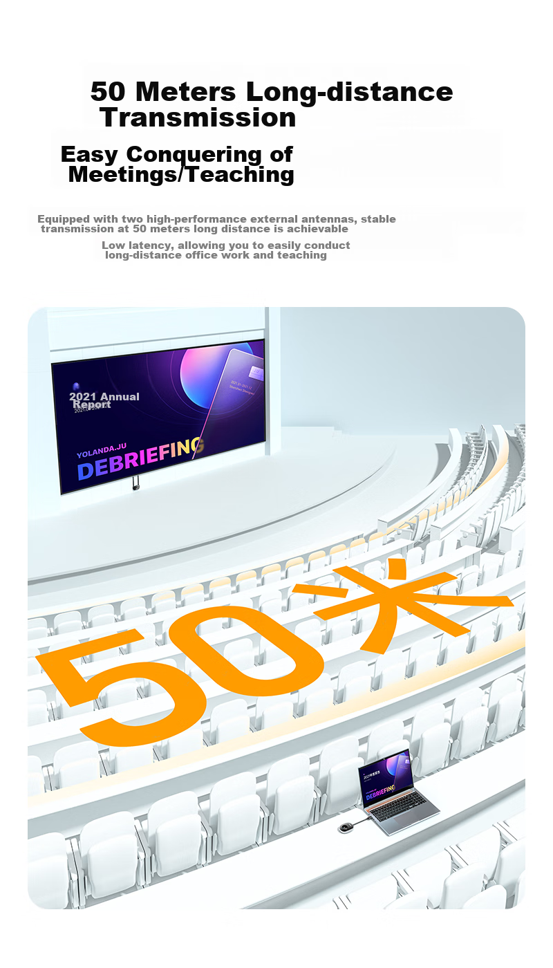 Shengwei HDMI Enterprise-Grade Wireless Screen Mirroring Device, High-Definition Conference Sharing, Laptop to Projector TV Transmitter, Point-To 50 Meters, DHD0007G 7