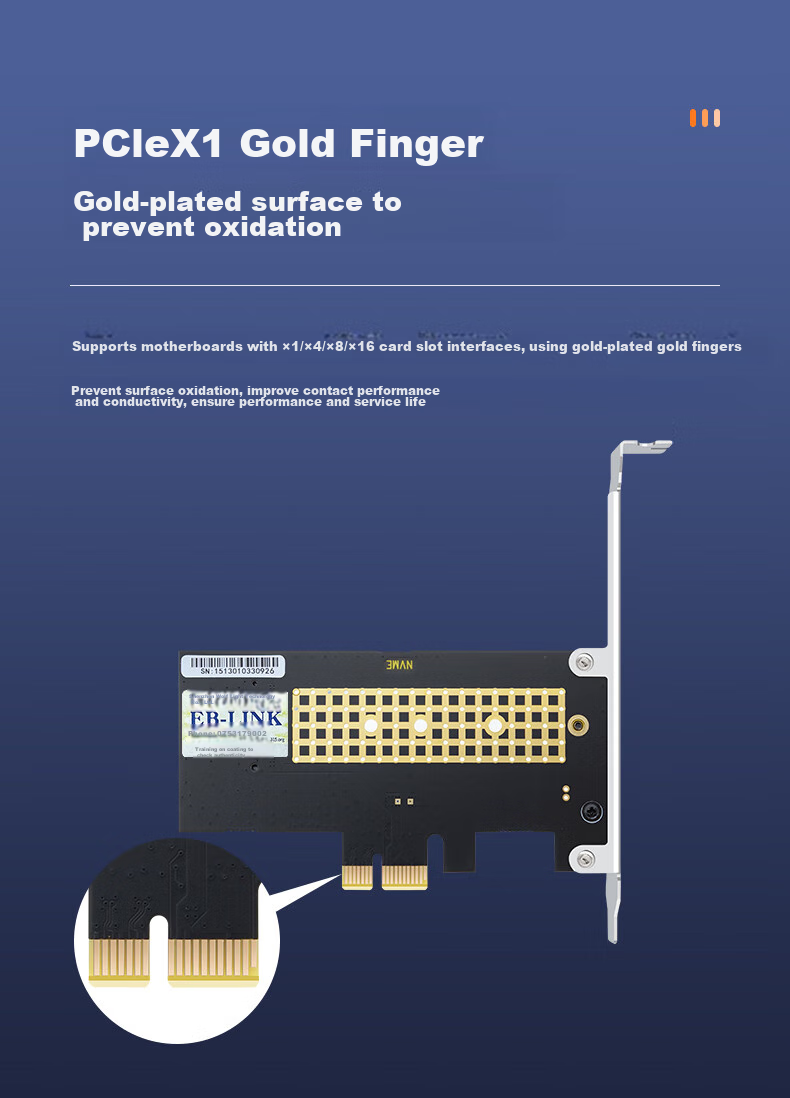 EB-LINK PCIe 4.0 X1 to M2 Expansion Card, Full-Speed Single-Port M.2 Interface, NVMe Adapter Card, SSD Solid State Drive 5