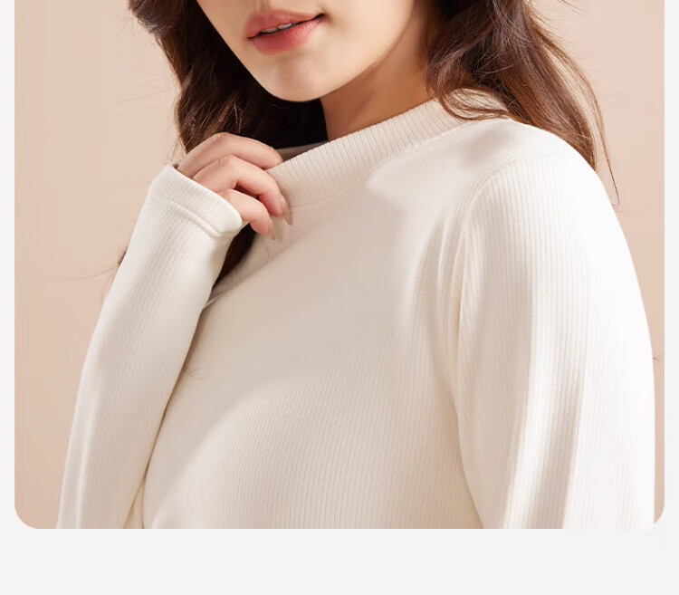 Dushiliren Semi-Turtleneck Base Layer, Women's Slim-Fit Inner Top, High-Elasticity Autumn And Winter Style, Thickened Brushed Autumn Underwear, Pink, Size L 2