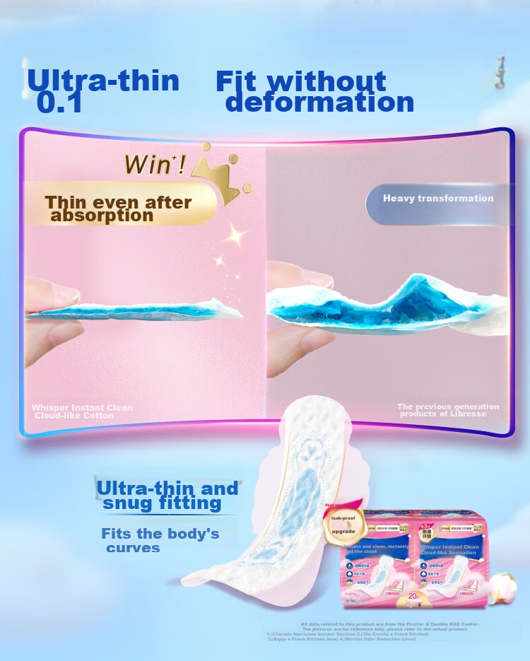 Hushubao [Quick-Drying Cloud-Soft] Sanitary Napkins, Heavy Flow Daytime Use, 284mm, 24 Pieces, Cloud-Feel Cotton Menstrual Pads, Ultra-Thin Breathable, Self-Operated 7