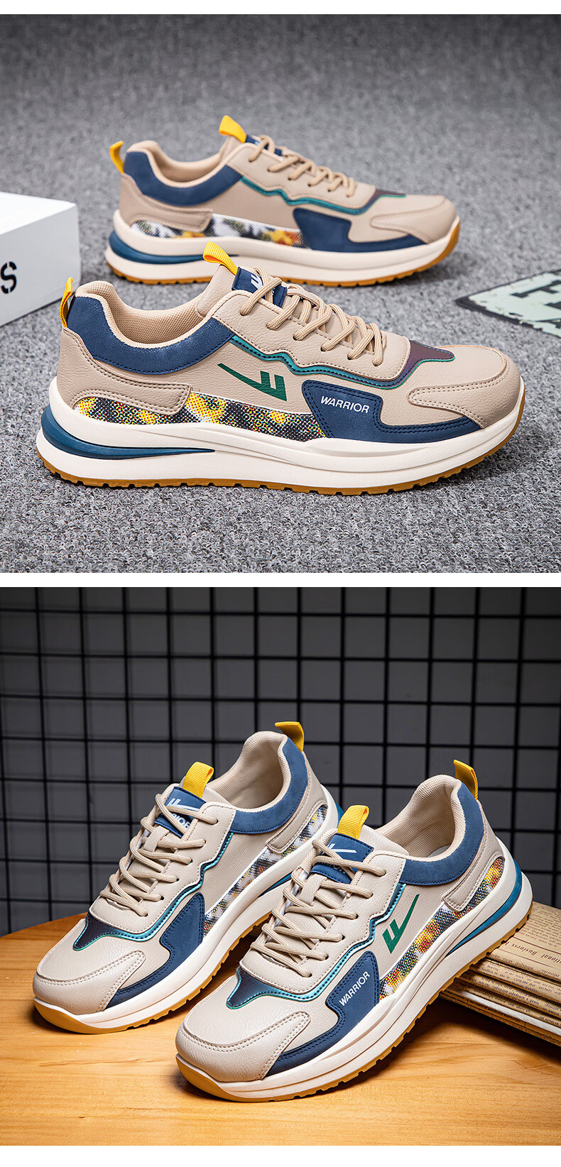 Warrior Official Men's Summer Sneakers 2026 New Casual Sports Shoes Men's Versatile White Sneakers Light Blue Size 39 6
