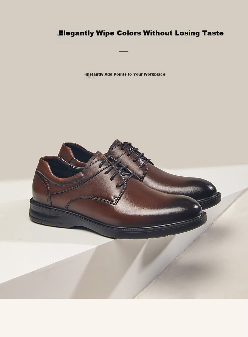 Kangnai Casual Leather Shoes, Autumn New Style Men's Work Business Derby Shoes, Soft Cowhide Comfortable Leather Shoes, Black, Size 38 4