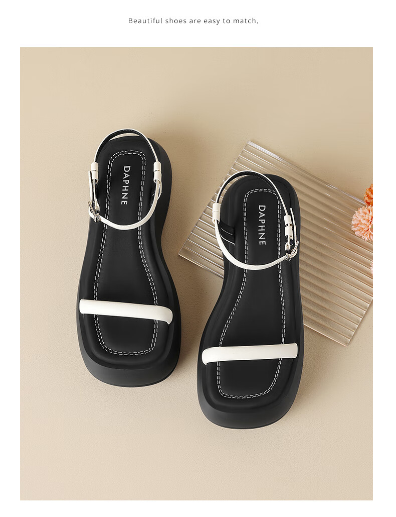 DAPHNE Women's Sandals, Fashionable Height-Increasing Platform Thick-Soled Shoes, Single Strap Versatile Women's Footwear 4023303162 Silver 35 7