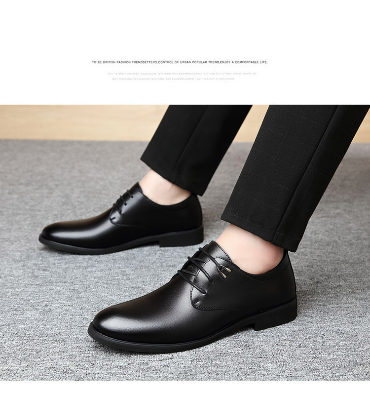 BEIOUTU Men's Leather Dress Shoes Fashion Trendy Lace-up Wedding Low-top Cowhide Business Casual Shoes 511 Black 43 7