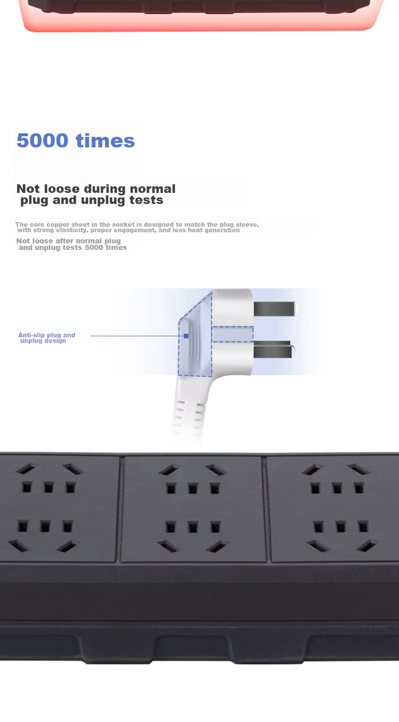 Deli New National Standard 3C Certified Power Strip with Individual Switches, Child Safety Lock, 3 Meters Long, 3985 7