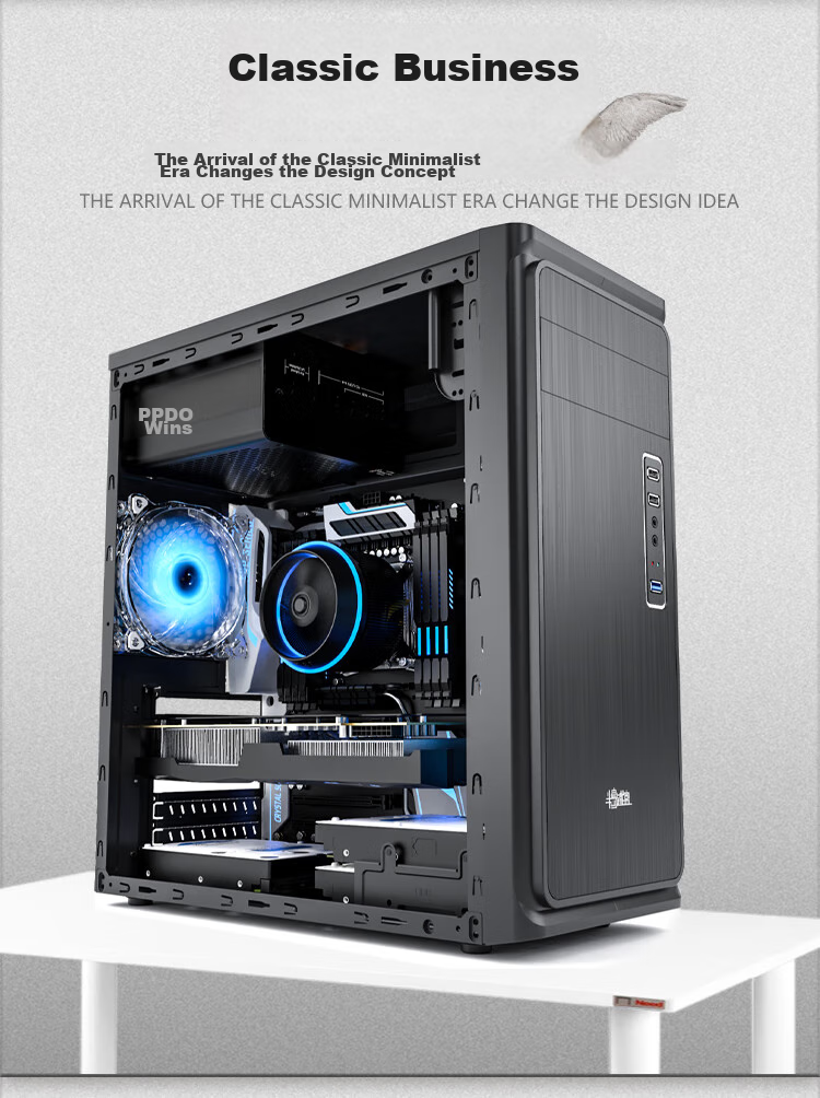 PADO N4 Black MATX Case, 240mm Water Cooling Support, Desktop Portable Handheld Computer Tower Case, Mini Side-Transparent Glass, Supports Graphics Card Length up to 360mm 3