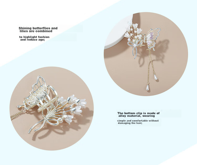 CHIMERA Elegant Hair Clip, Back of Head Half-Up Butterfly Bun Clip for Women, Side Clip Hair Accessory, Mid-Autumn Festival Gift 40