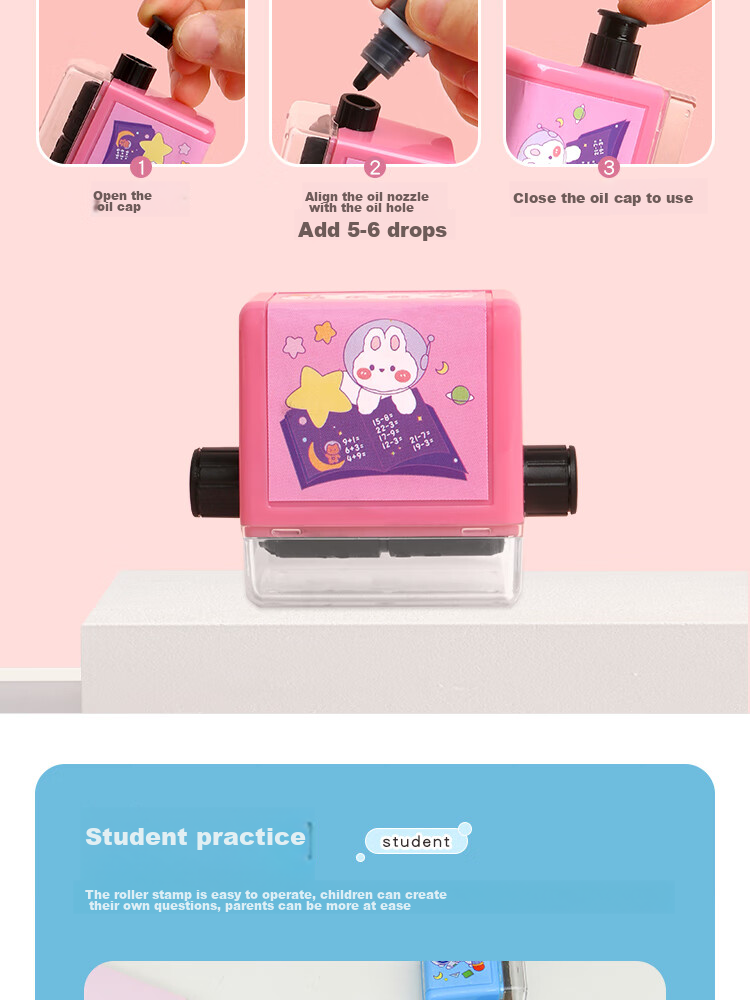 Sannianerban Math Subtraction Arithmetic Problems within 100, Rolling Stamp Questions, Random Question Generator for Primary School Students' Mental Arithmetic, Quick Memorization Tool for Arithmetic, Pink Subtraction Set 8