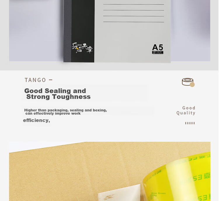 TANGO Packing Tape, 60mm*91.4m, 5 Rolls, 50um Thick, High Adhesive, Tear-Resistant, for Express Delivery, Office, Home, Business Moving, T19839, Highly Transparent, Packaging And Sealing, Strong And Unbreakable 8