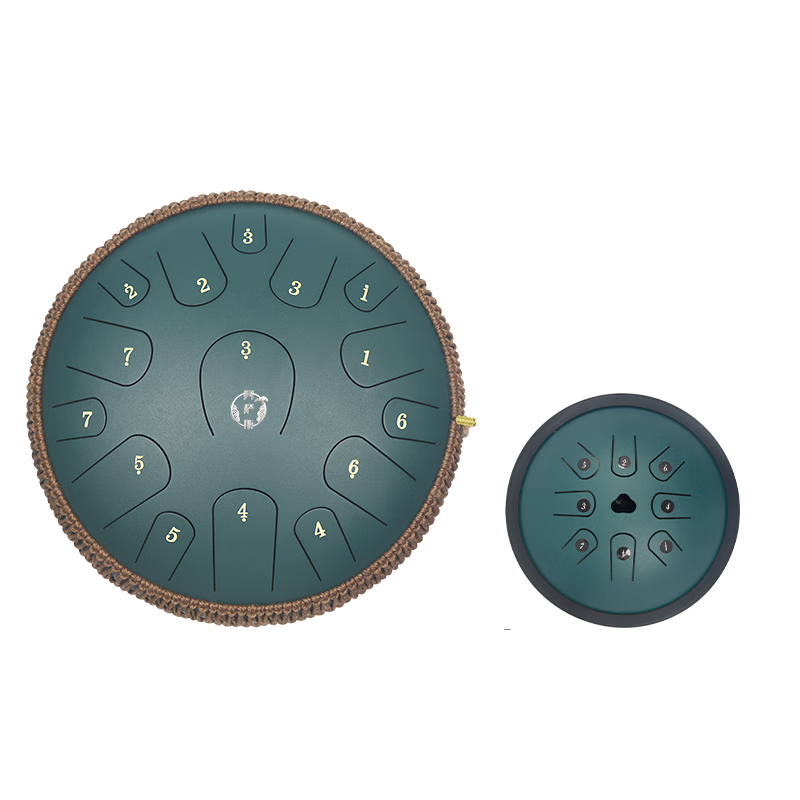 Asas Ethereal Drum 15-Note 14-Inch Titanium Steel Professional Tongue Drum 20-Note Size Drum - Calming Malachite
